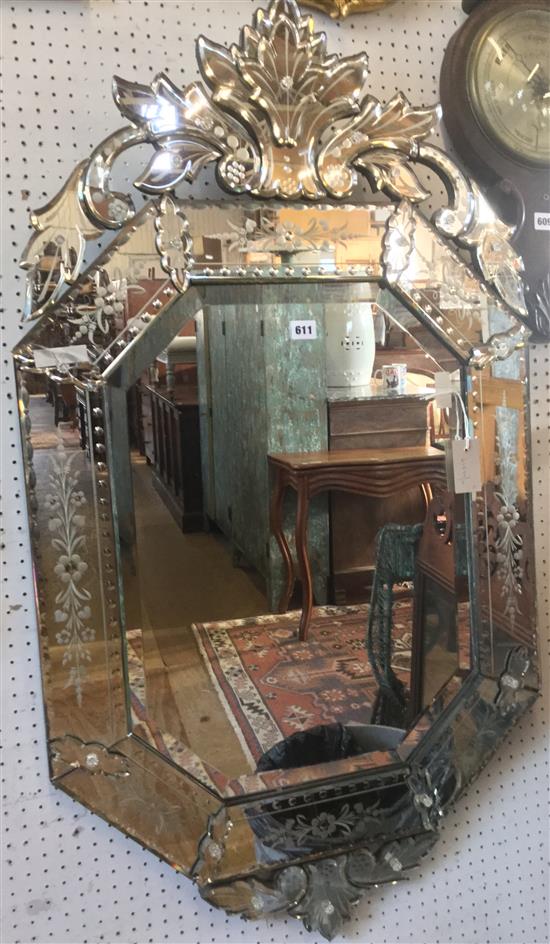 19the Century Viennese wall mirror with mirrored marginal panels